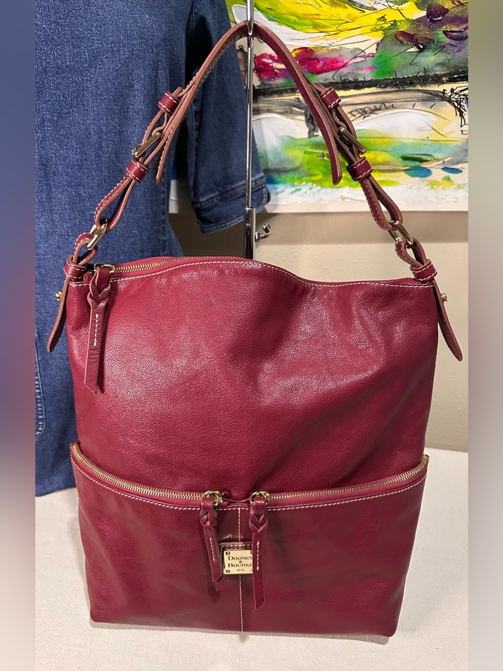 Dooney & Bourke Dillen Red Leather Pocket Sac Hobo Purse